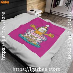 1 happy birthday garfield cat in town pink blanket