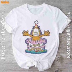 1 happy birthday garfield cat in town white t shirt