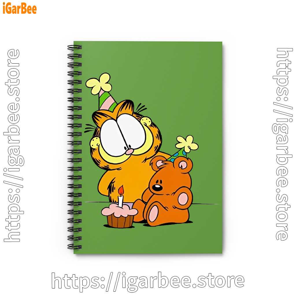 happy birthday garfield with small cake green notebook happy birthday garfield with small cake green notebook