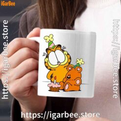 1 happy birthday garfield with small cake white mug 15oz