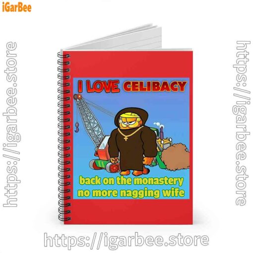 1 love celibacy garfield red notebook