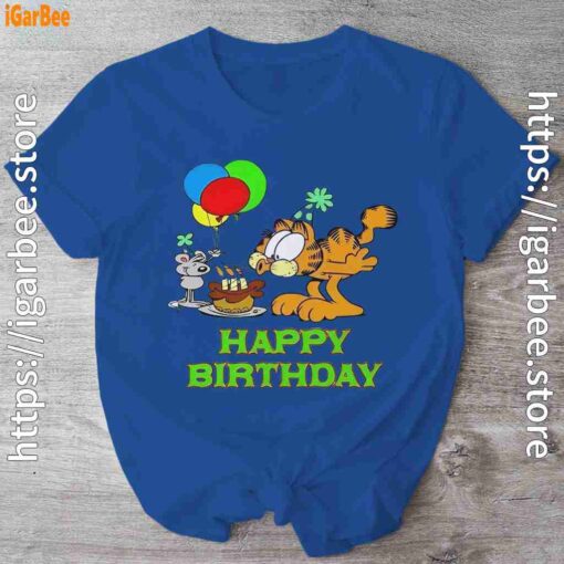 1 on your birthday garfield blue shirt