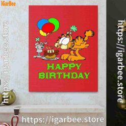 1 on your birthday garfield red canvas