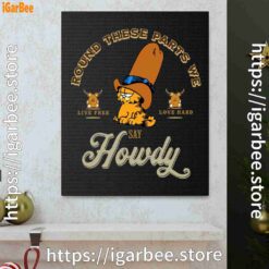 1 round these parts we love garfield cowboy black canvas