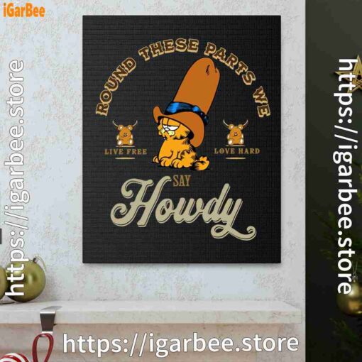 1 round these parts we love garfield cowboy black canvas