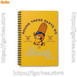 1 round these parts we love garfield cowboy yellow notebook
