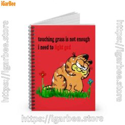 1 touching grass is not enough garfield red notebook