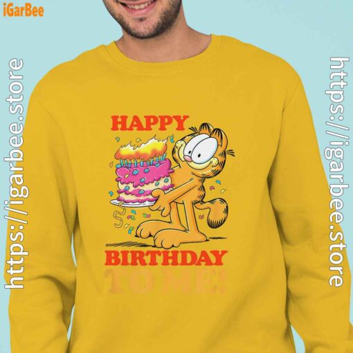 11 garfield happy birthday to me with cake man with yellow sweatshirt