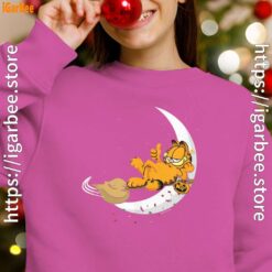 12 garfield halloween crescent moon broom riding girl pink sweatshirt