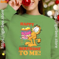 12 garfield happy birthday to me with cake green girl sweatshirt