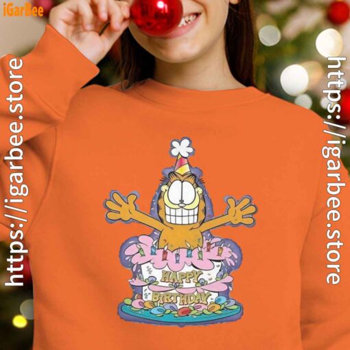 12 happy birthday garfield cat in town orange sweatshirts for kid girl