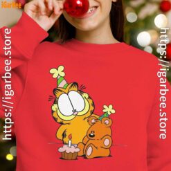 12 happy birthday garfield with small cake red kid girl sweatshirts