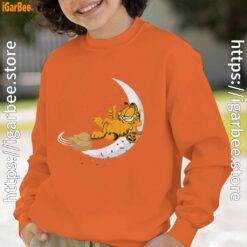 13 garfield halloween crescent moon broom riding orange boy sweatshirts