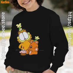 13 happy birthday garfield with small cake boy with black sweatshirt