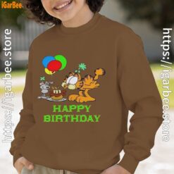 13 on your birthday garfield brown sweatshirt for youth boy