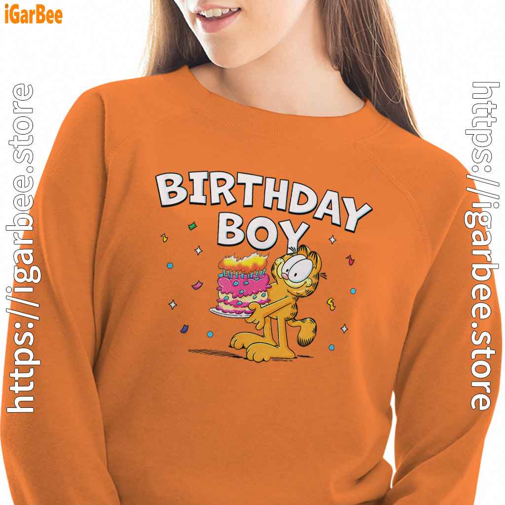 garfield birthday boy cake confetti celebration orange sweatshirts for women garfield birthday boy cake confetti celebration orange sweatshirts for women