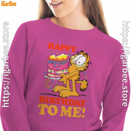 14 garfield happy birthday to me with cake pink women sweatshirt