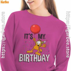 14 garfield its my birthday confetti celebration pink women sweatshirt