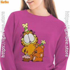 14 happy birthday garfield with small cake pink women sweatshirt