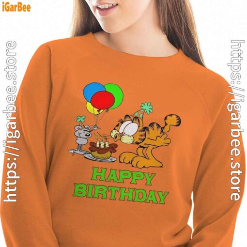 14 on your birthday garfield orange sweatshirts for women