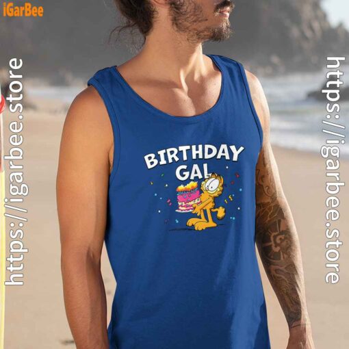 15 garfield birthday elebrating big chest blue tank top for men