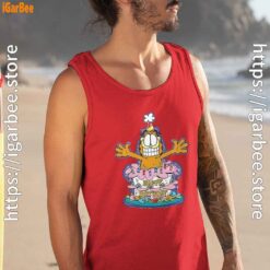15 happy birthday garfield cat in town man tank top red