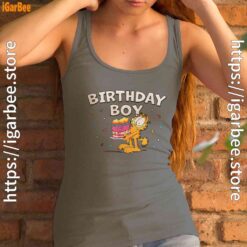 16 garfield birthday boy cake confetti celebration gray tank top women
