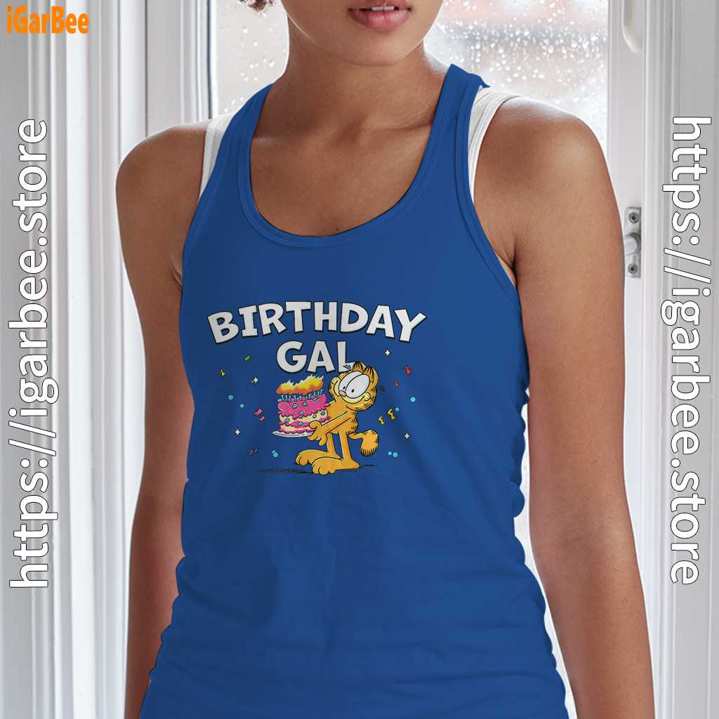 garfield birthday elebrating big chest blue tank top with women garfield birthday elebrating big chest blue tank top with women