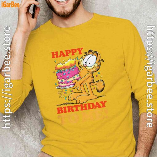 18 garfield happy birthday to me with cake yellow long sleeve man