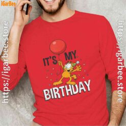 18 garfield its my birthday confetti celebration red long sleeve for man