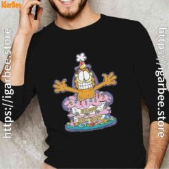 18 happy birthday garfield cat in town men's black long sleeve
