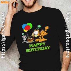 18 on your birthday garfield men's black long sleeve