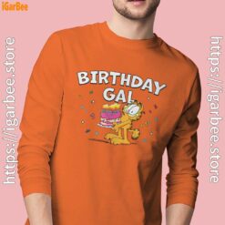 19 garfield birthday elebrating big chest orange long sleeve for men