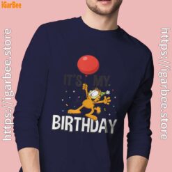19 garfield its my birthday confetti celebration men navy long sleeve