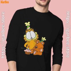 19 happy birthday garfield with small cake black men long sleeve