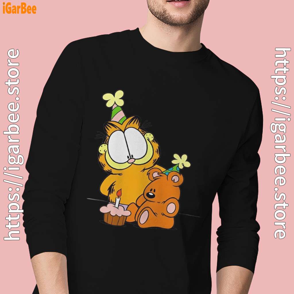 happy birthday garfield with small cake black men long sleeve happy birthday garfield with small cake black men long sleeve