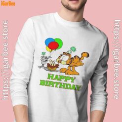 19 on your birthday garfield white long sleeve with man