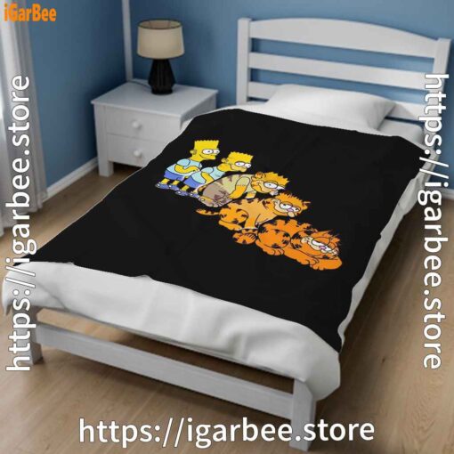 2 bart turning into garfield black blanket