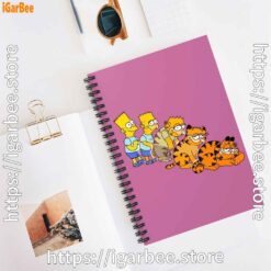 2 bart turning into garfield pink notebook