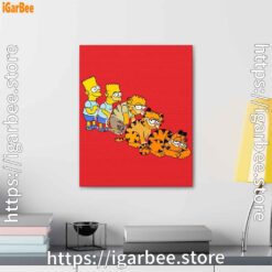 2 bart turning into garfield red canvas