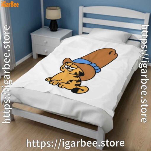 2 cowboy garfield smile on the day white blanket