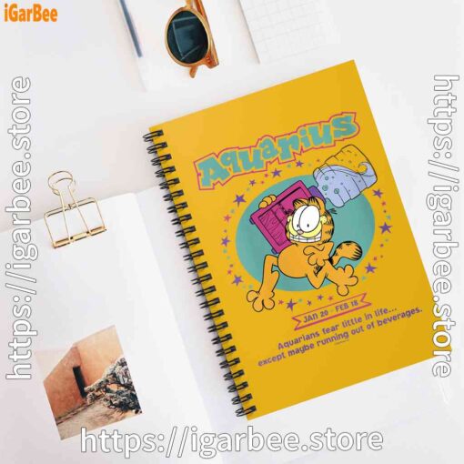 2 garfield aquarius yellow notebook