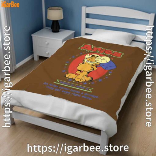 2 garfield aries brown blanket