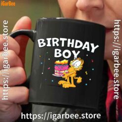 2 garfield birthday boy cake confetti celebration black coffee mug 11oz
