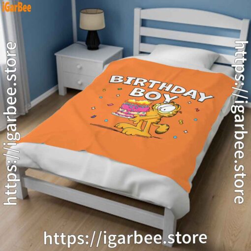 2 garfield birthday boy cake confetti celebration orange blanket