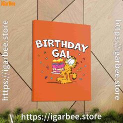 2 garfield birthday elebrating big chest orange canvas