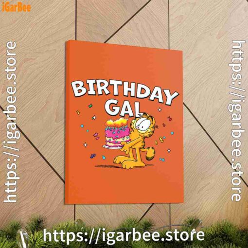 2 garfield birthday elebrating big chest orange canvas