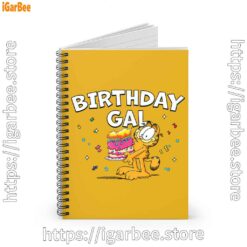 2 garfield birthday elebrating big chest yellow notebook