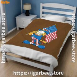 2 garfield black flag brown blanket