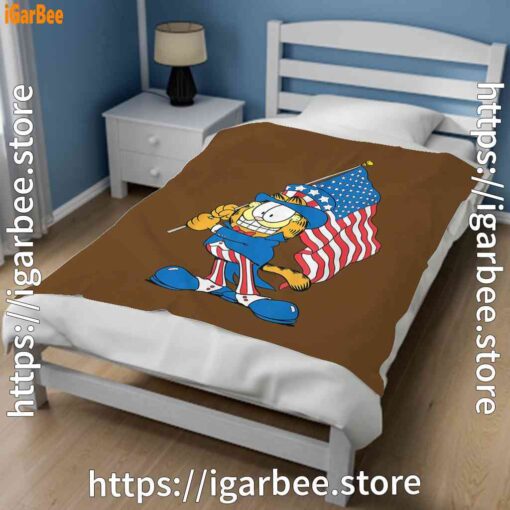 2 garfield black flag brown blanket